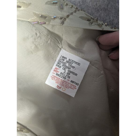 JS Collections Y2K Vintage Strappy Beaded Gold/Tan Formal Dress Slit Size 10 90s - Picture 8 of 11